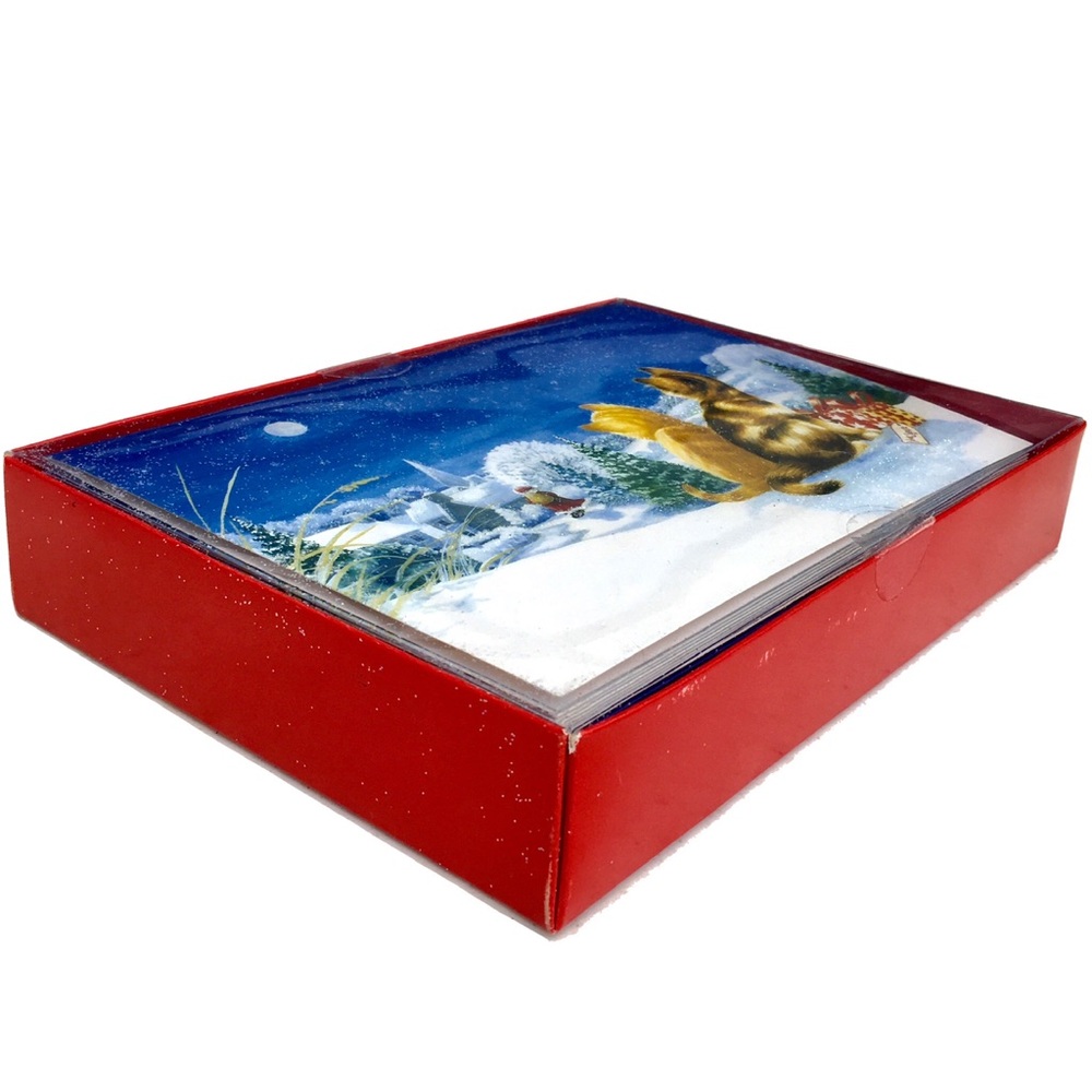 Hamilton Creek Designs Kittens Watching Santa Christmas Cards, Boxed Set of 18